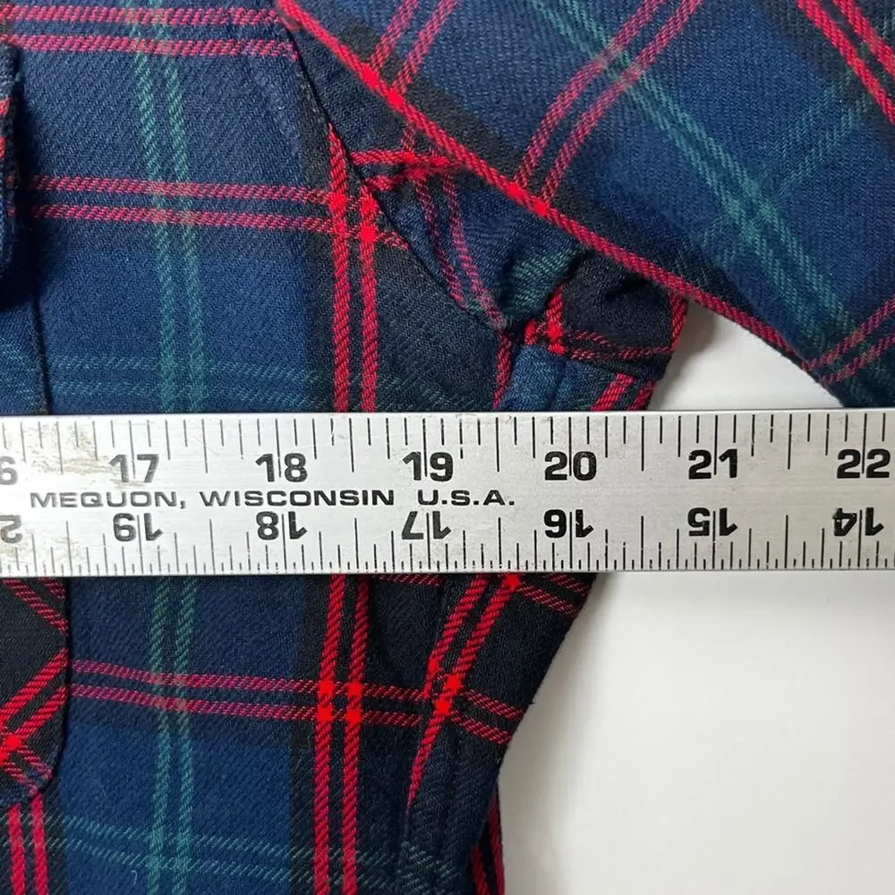 J CREW Shirt Mens Small Blue Red navy Plaid Heavyweight Flannel Outdoor